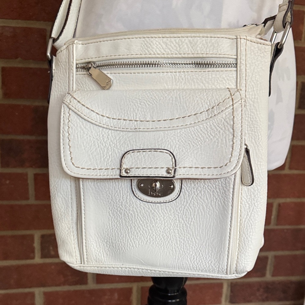 b.o.c. Amherst Crossbody White Faux Leather Bucket Bag